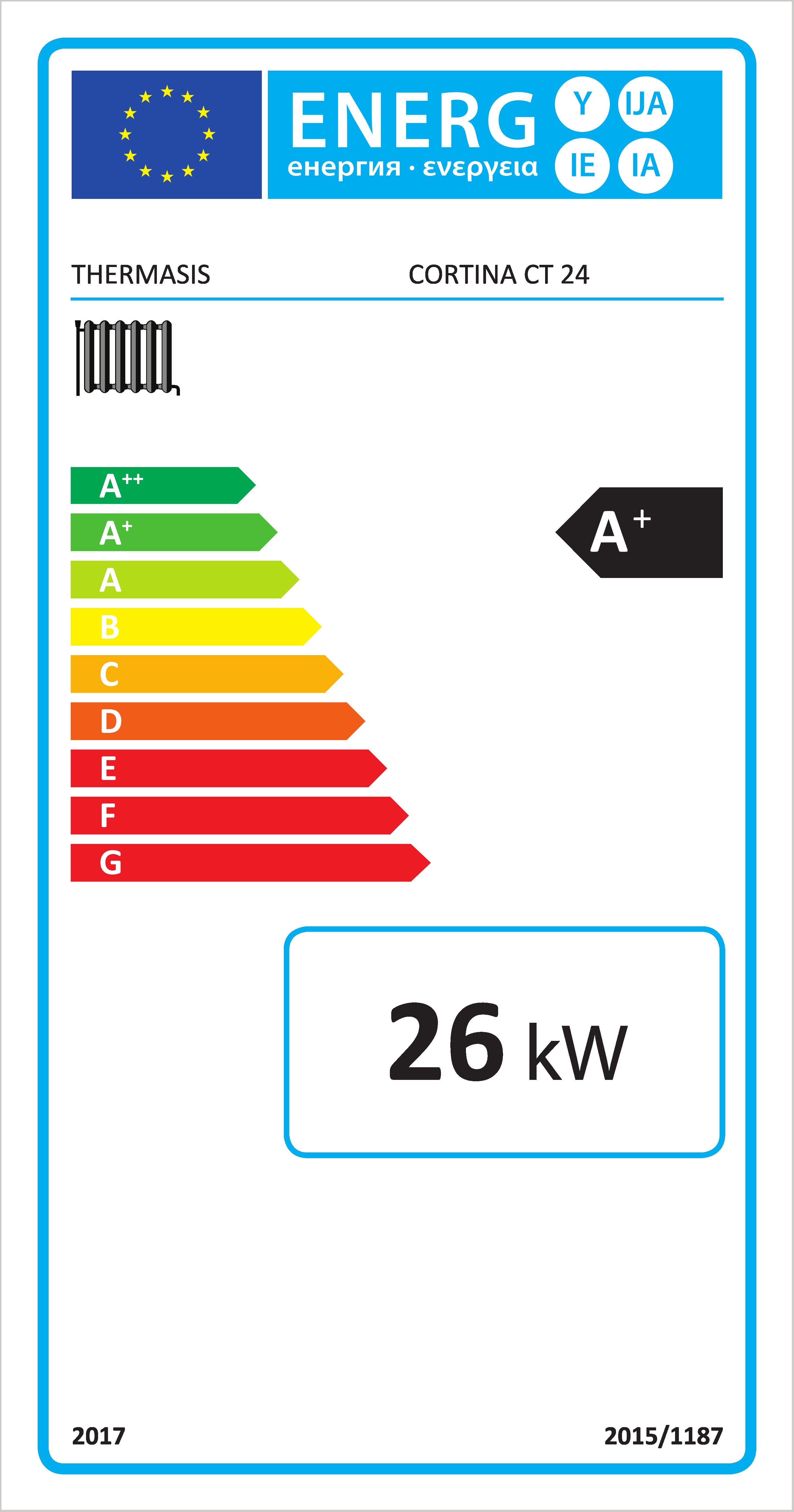 Automatický kotol na pelety Thermasis CORTINA  24 SX - emisná trieda 5 - energetický štítok
