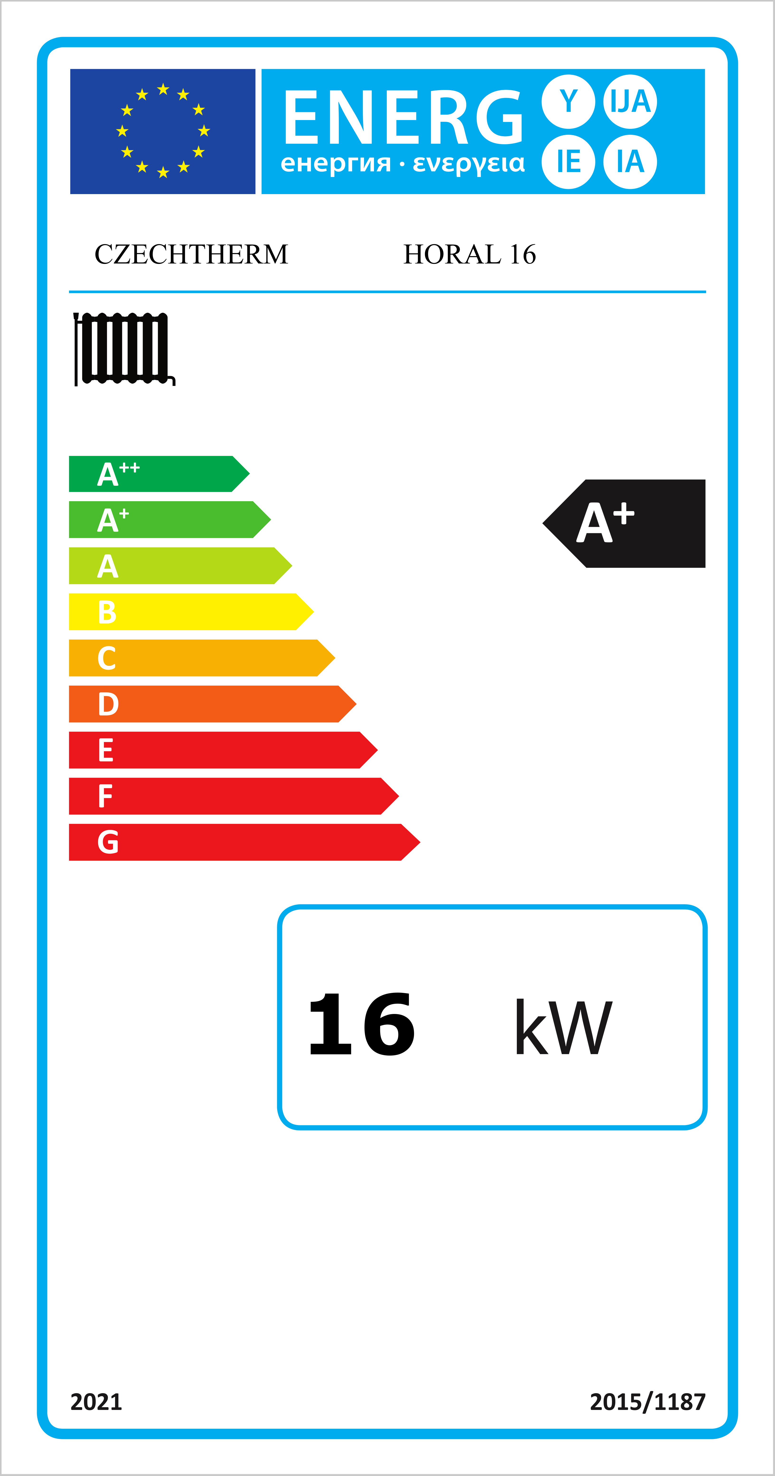 Czechtherm Horal 16 kW emisná trieda 5 na drevo a uhlie - energetický štítok