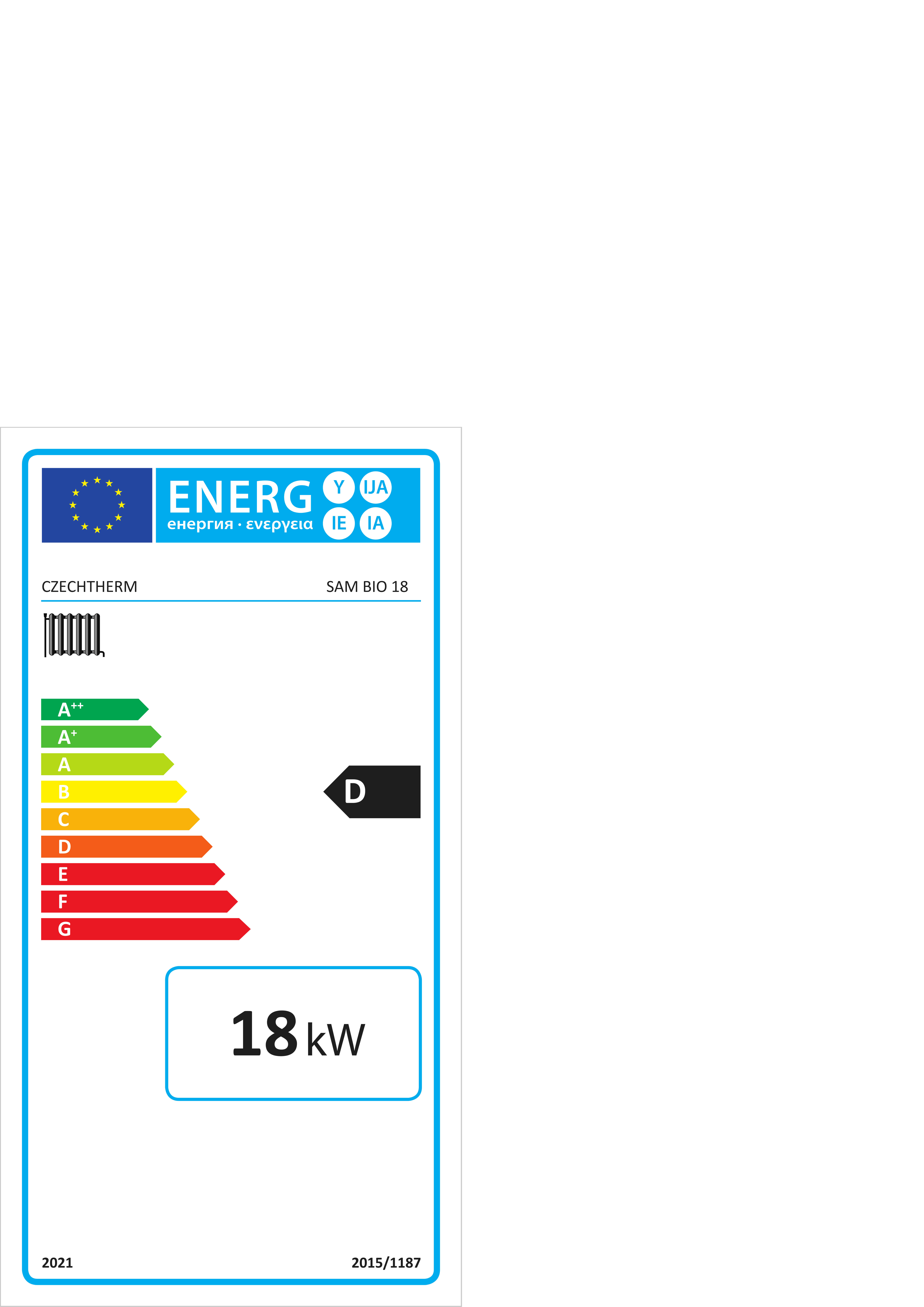 Czechtherm SAM BIO 18 kW - energetický štítok
