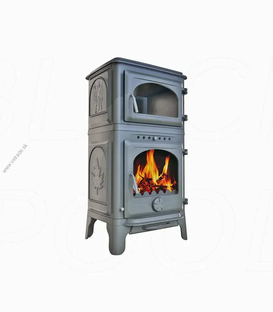 BLACKPOOL 10 kW - liatinové krbové kachle s integrovanou pieckou - trúbou