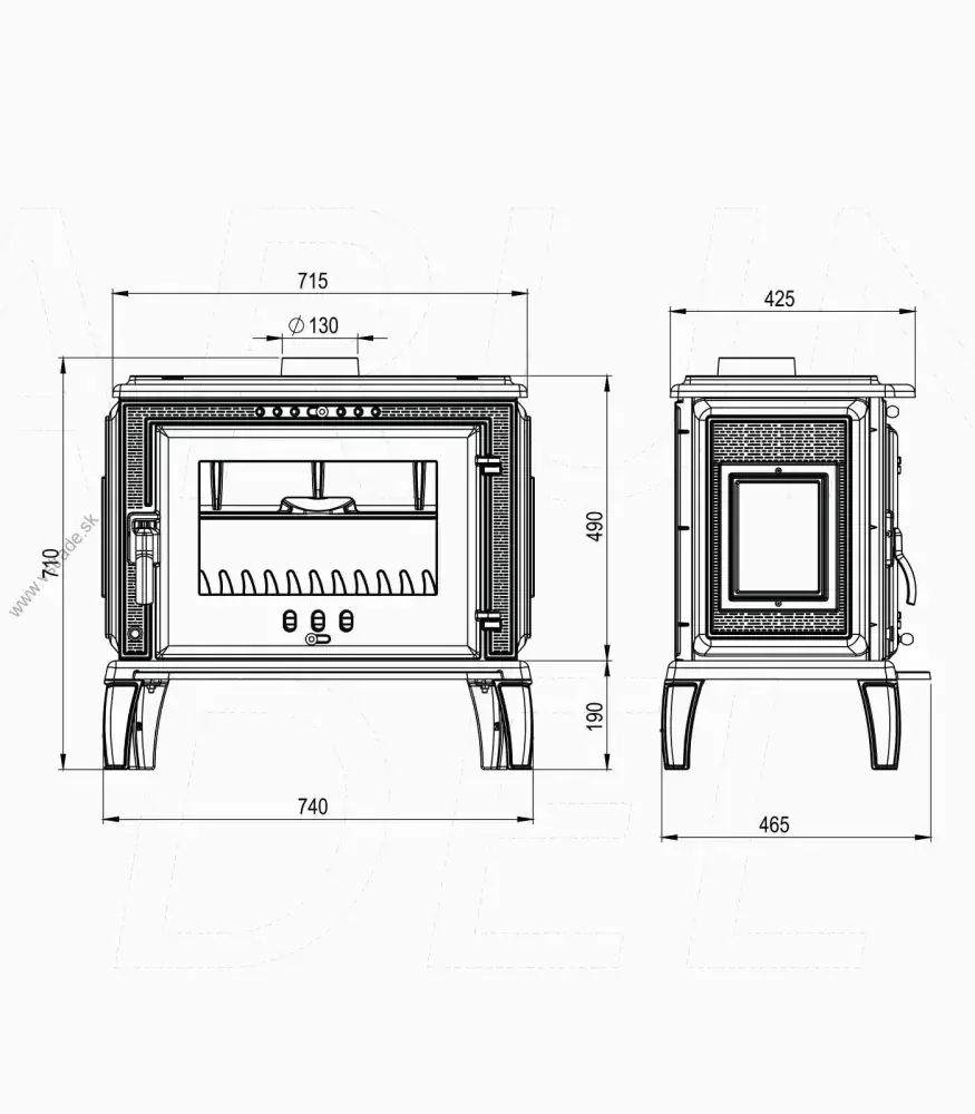 ARUNDEL 13 kW -liatinové krbové kachle 